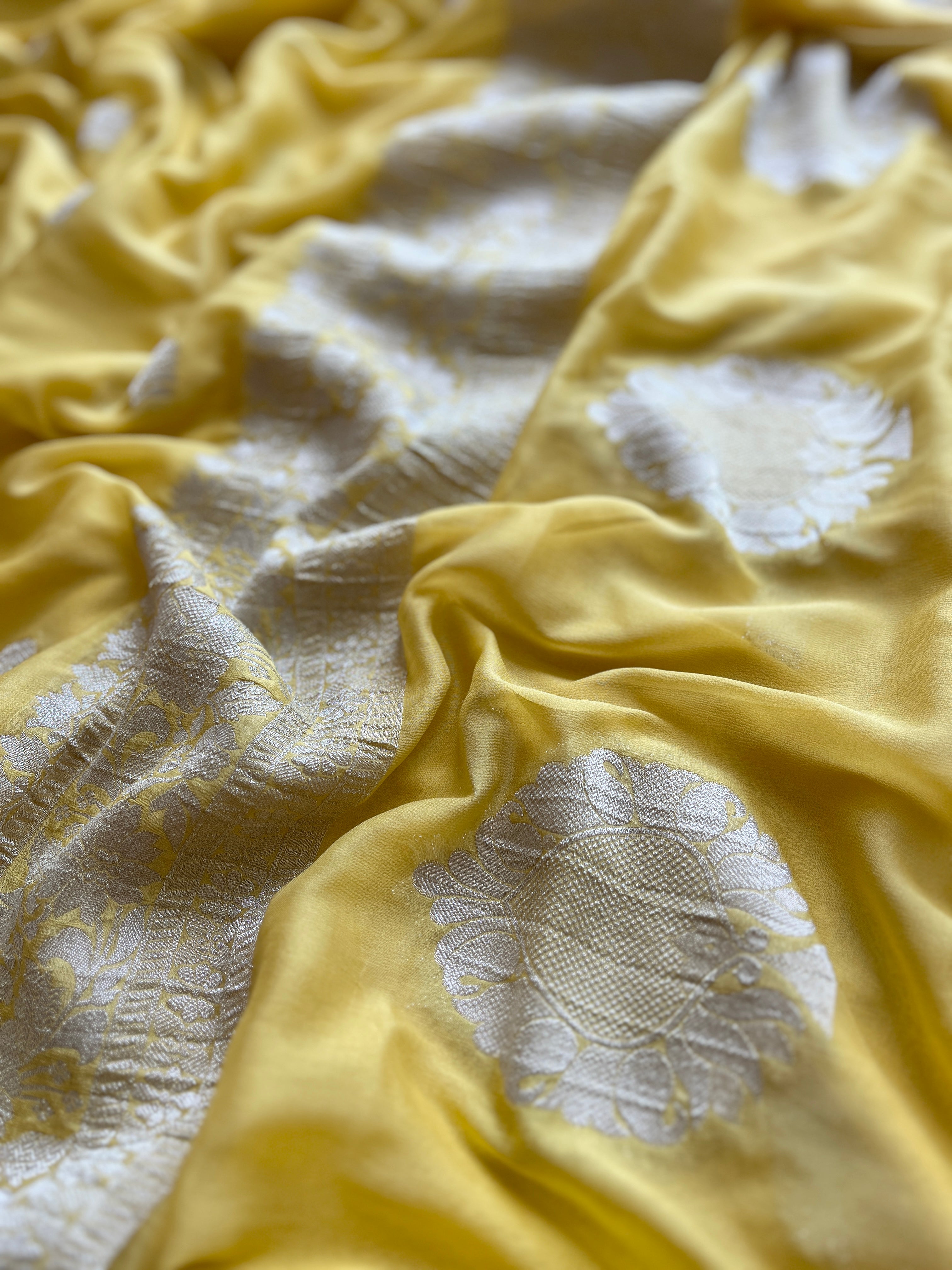Yellow Chiffon Saree